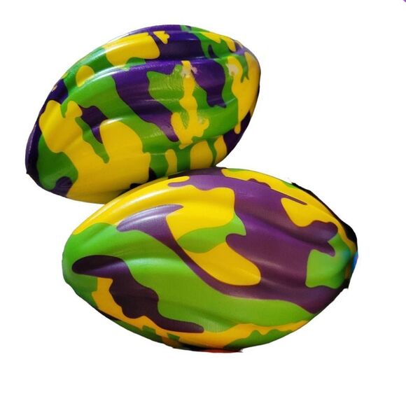 7in Purple/ Green/ Gold Foam Spiral/ Camouflage Football - Picture 1 of 1